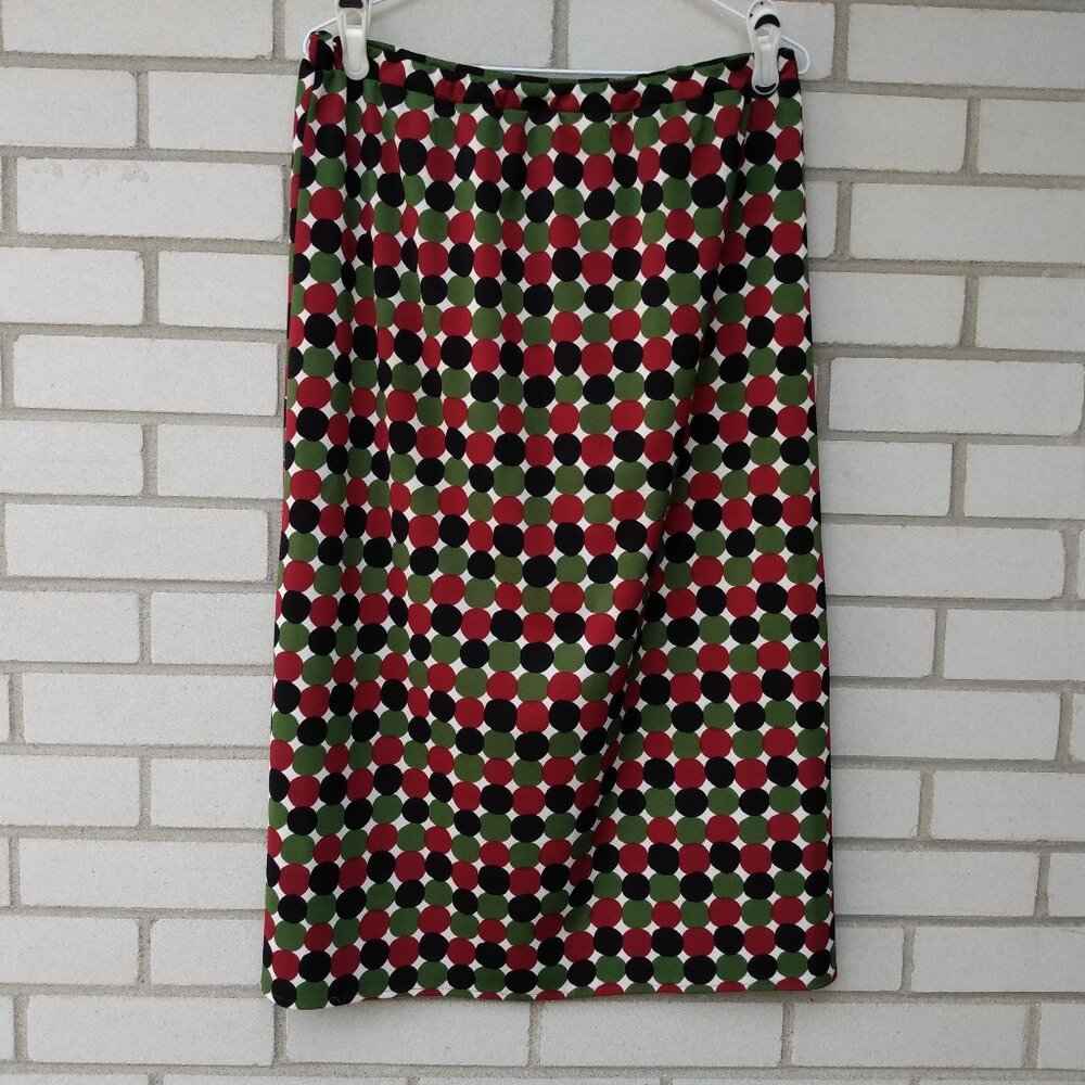 Vintage Handmade Skirt 30"-34" Waist Geometric Dots Polyester Double Knit